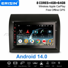Erisin 4GB+64GB 8 Core Android 14 CarPlay Car Stereo GPS for Fiat Ducato Peugeot Boxer Citroen Jumper DAB+ WiFi Bluetooth