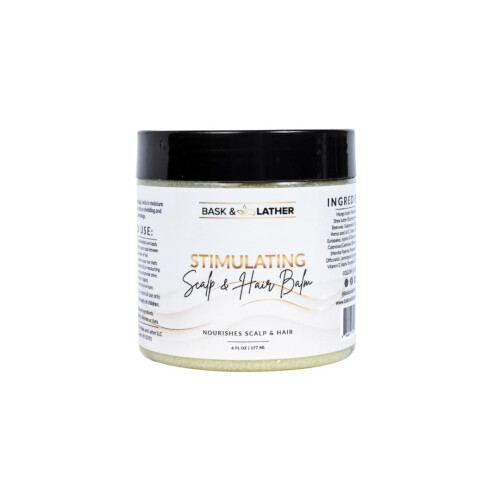 Bask & Lather Stimulating Scalp & Hair Balm for Growth with Mango & Shea Butter, Jojoba Oil, Peppermint & Rosemary, Vitamin E - B0DSCKBJLD