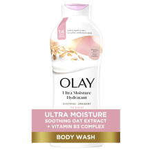 Olay Ultra Moisture Soothing Body Wash for Sensitive Skin with Oat Extract 24hr Long Lasting Hydration Vitamin B3 Complex Designed for All Skin Typ