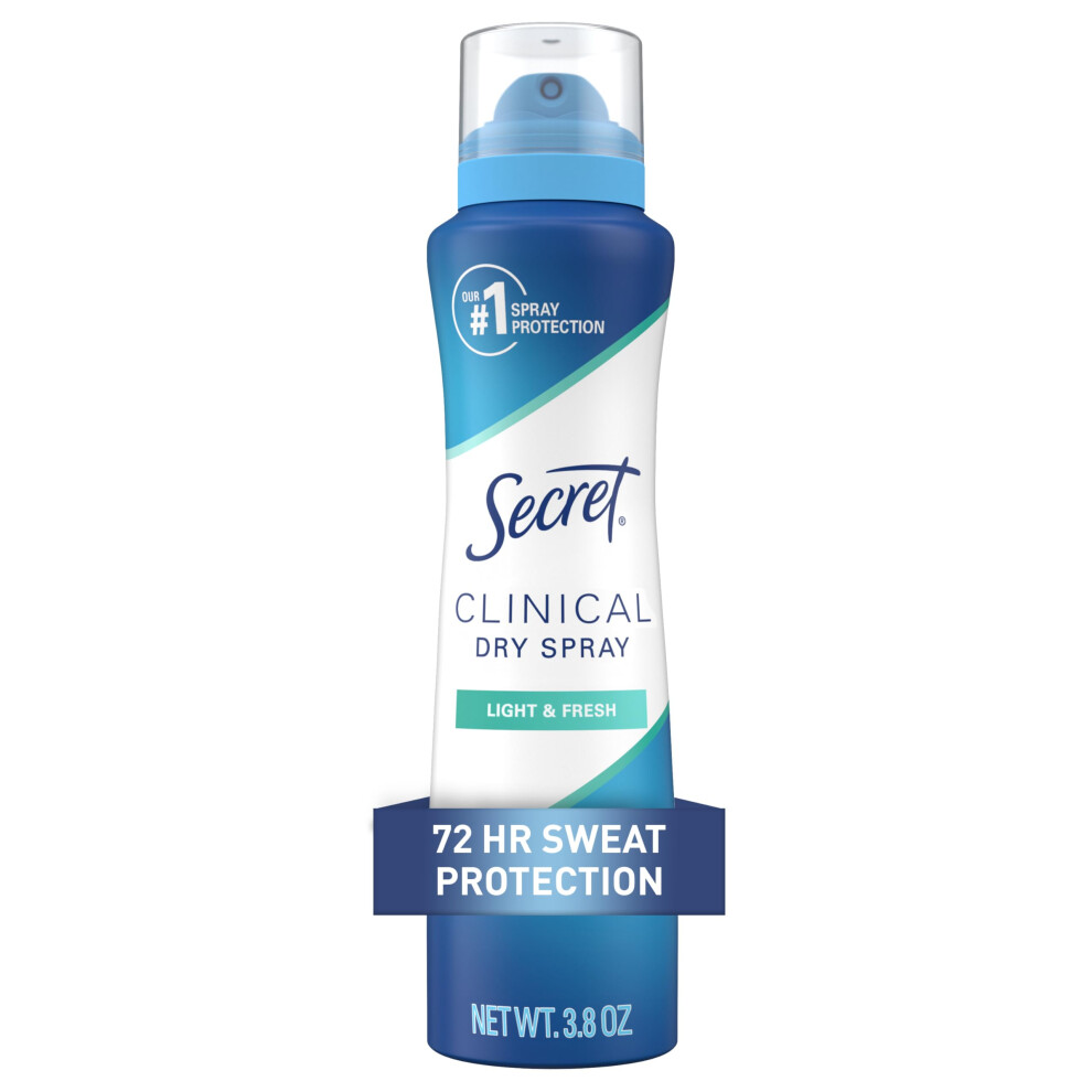 Secret Clinical Strength Dry Spray Antiperspirant Deodorant for Women  3X Stress Protection  72hr Sweat & Odor Protection  PH Balancing Minerals  Ligh