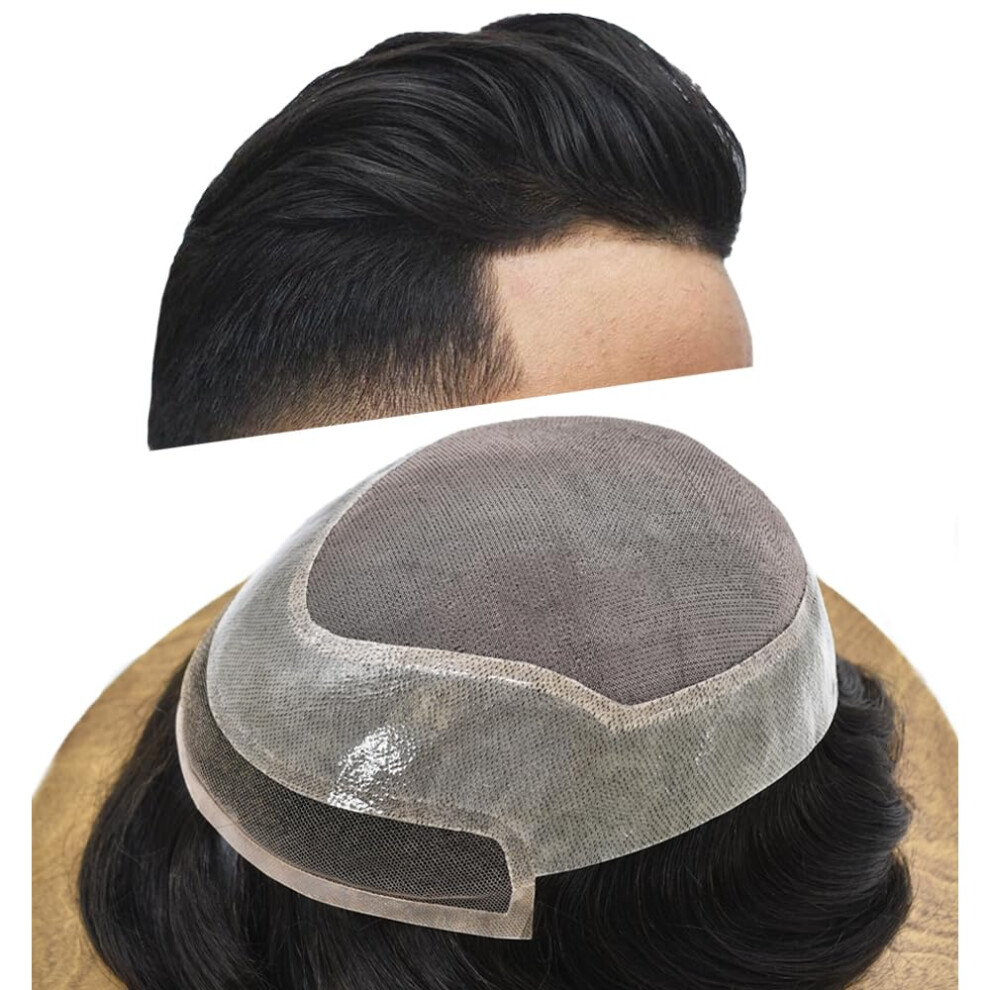 Kurve Hã¥R Unisex Toupee For Men Human Hair Replacement System For Men Natural Hairline Lace Front Mens Toupee Hairpieces Durable Fine Mono Poly Skin Mens Hair Systems