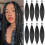 Cabelo de trança pré-esticado preto 24 polegadas 8 pacotes 1