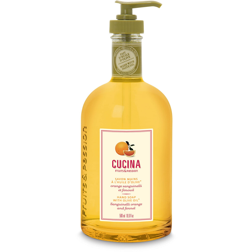 Cucina Orange Fruits & Passion [Cucina Sanguinelli & Fennel Hand Soap (16.9 Fl Oz) - Luxury Kitchen Liquid Hand Soap Vegan Natural Moisturizing Hand Wash