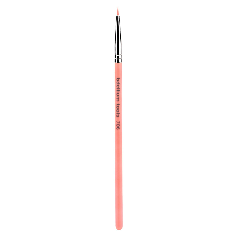 Bdellium Tools Pink Professional Makeup Brush - Bambu Series 706 Fine Point Eyeliner - With Soft Synthetic Fibers For Ultra-Fine Detail And Lining (P