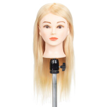 GEX 100% Human Hair Mannequin Head Blonde Training Practice Head for Styling Dying Cutting 613#Blonde (18 )