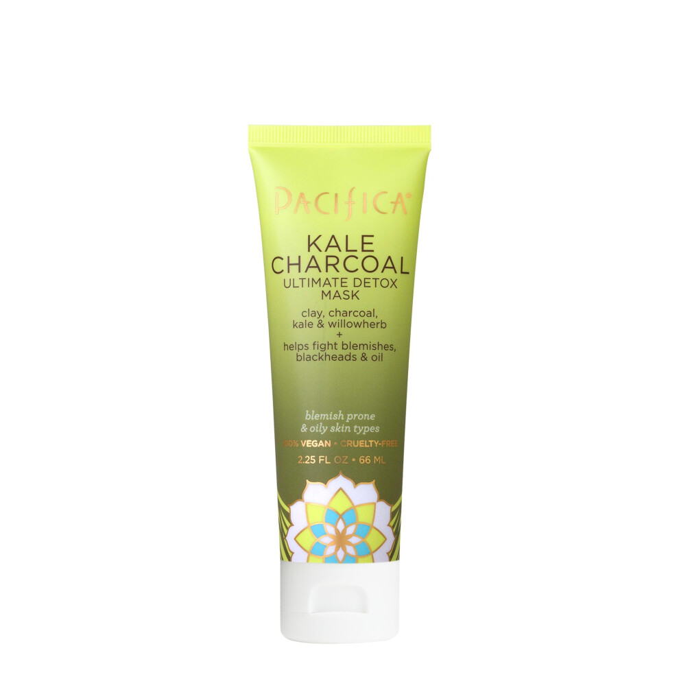 Pacifica Kale Charcoal Ultimate Detox Face Mask For All Skin Types(Vegan & Cruelty Free)  lime  2.25 Fl.Oz