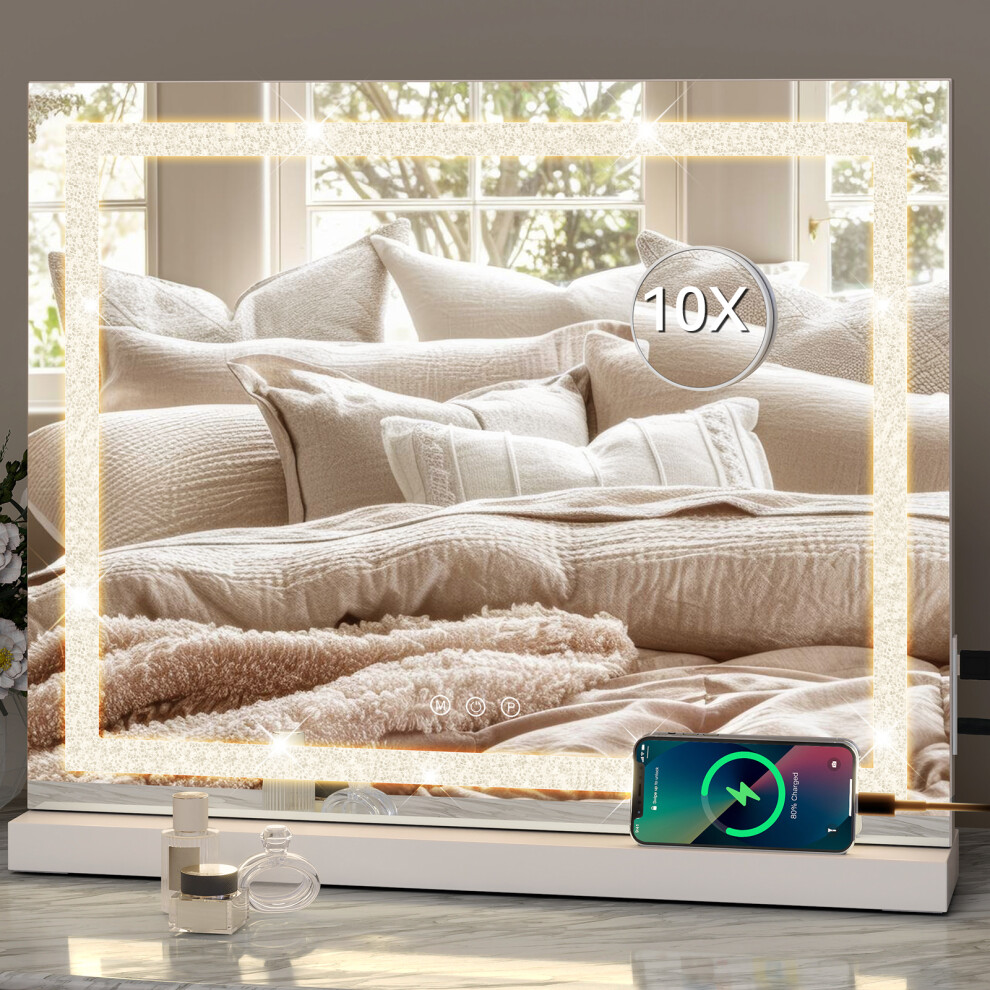 ELECWISH Tabletop Mirror LED Hollywood Make up Mirror USB+Type-C 58*46