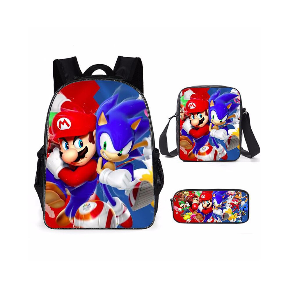(Twenty two, Three-piece backpack) New European and American backpack Mario cartoon backpack primary and secondary school students' school bag backpac-image-OPC-PGMDWQN-NEW