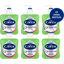 Carex 2 Hour Protection Antibacterial Aloe Vera Hand Wash, Added Natural Moisturisers, Gentle & Protects Hands, Bulk Buy, Pack of 6 x 250ml