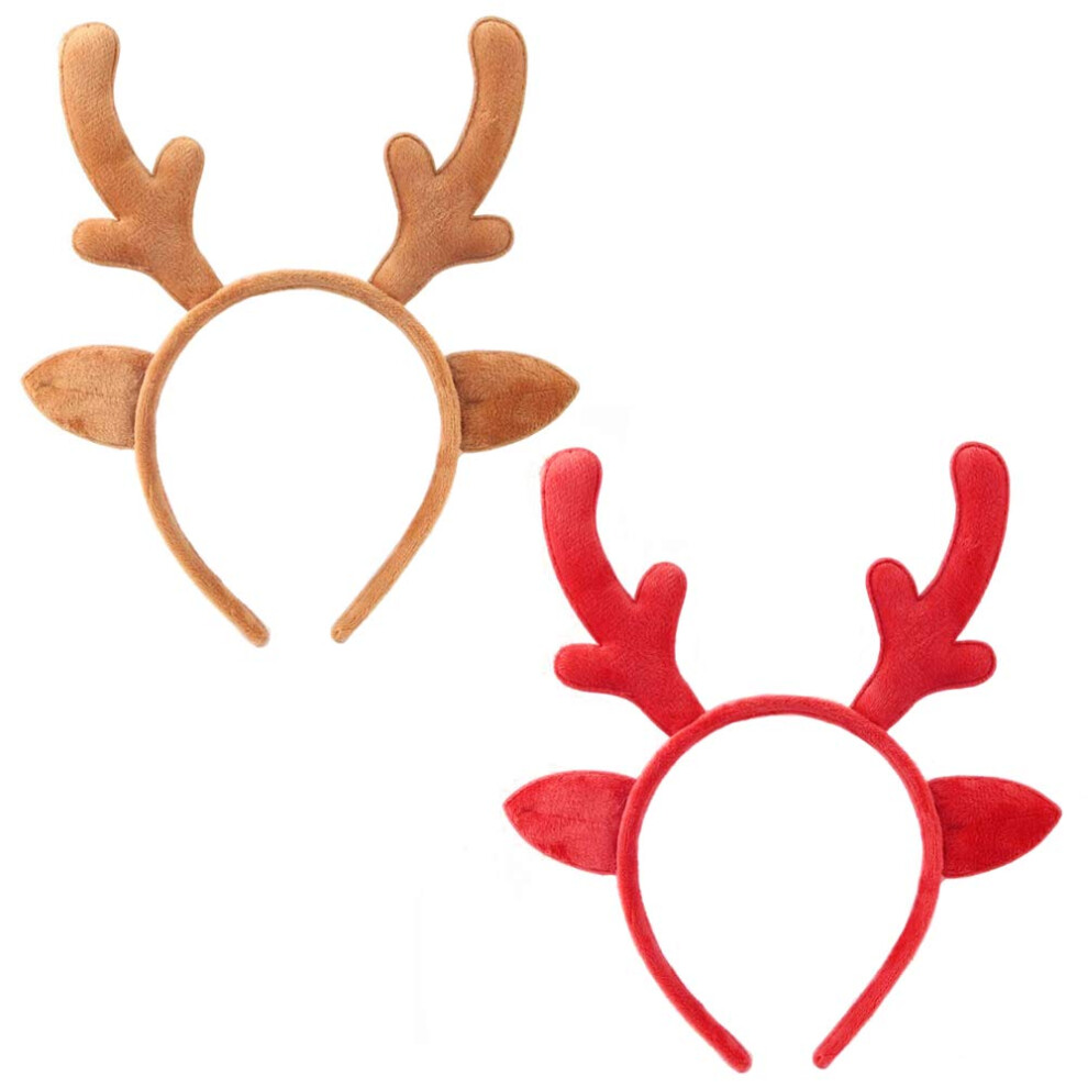 Daljiafa Unisex Christmas Reindeer Headband Reindeer Antlers Headbands Xmas Hair Band Headpiece Women Deer Cat Ears Hairband Hair Hoop Holiday Party Decoration Cospla