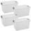 URBN Living (4x30L) Clear Plastic Storage Box Lid Home Office Garage 1