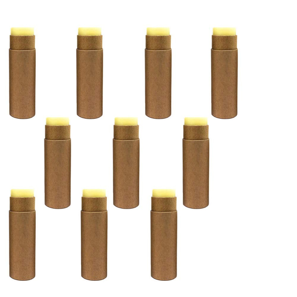 Healthcom 10 Pcs 1Oz Cardboard Lip Balm Tubes Kraft Paper Lipstick Tube Empty Lip Gloss Containers Refillable Chapstick Container Round Paper Solid Tu