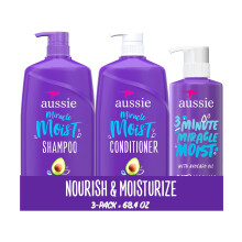 Aussie Miracle Moist Shampoo und Conditioner mit 3 Minute Miracle Deep Conditioner, Avocado- und Jojobal, parabenfrei, spendet Feuchtigkeit und