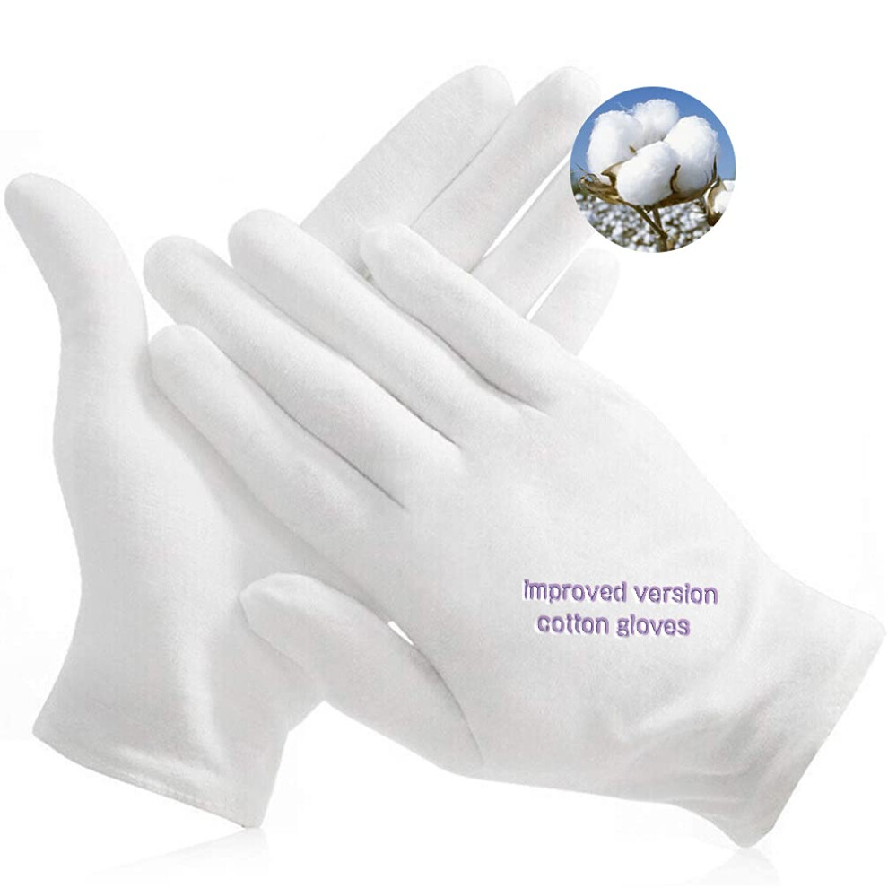 Yitiaoyu 24Pcs Soft Cotton Gloves For Dry Hands Cotton Sleep Gloves Overnight Eczema Moisturizing Lotion Treatment Reusebale Work Gloves For Coin Jewe