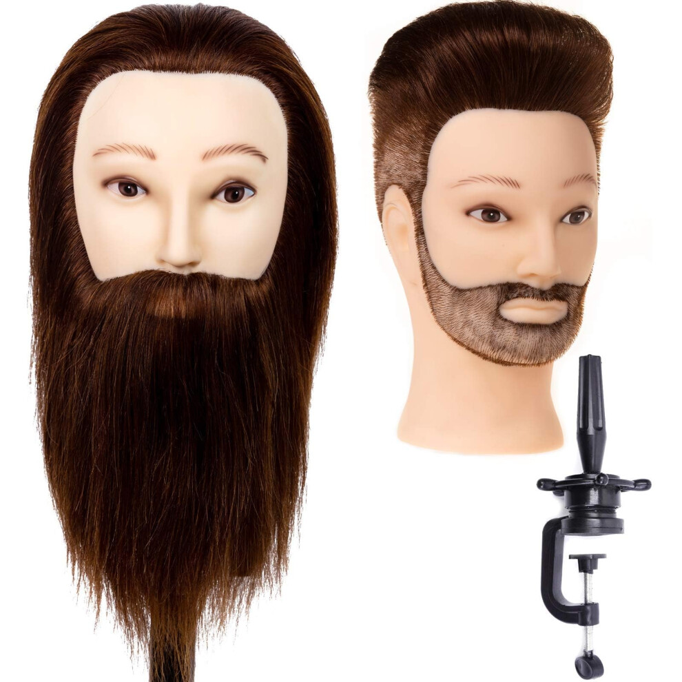 T   te de mannequin homme Stancia, t   te d'entra   nement avec 100 % cheveux humains, 14 pouces, pour coiffeur, pour la coiffure et la pratique (avec