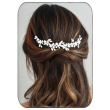 JONKY Pearl Bride Hair Vine Silver Rhinestone Hair Piece Crystal Wedding Headpieces Bridal Hair Accessories for Women