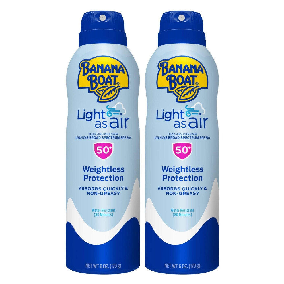 Banana Boat Light As Air  Reef Friendly  Broad Spectrum Sunscreen Spray 6oz. SPF 50   2 Count (Pack of 1)