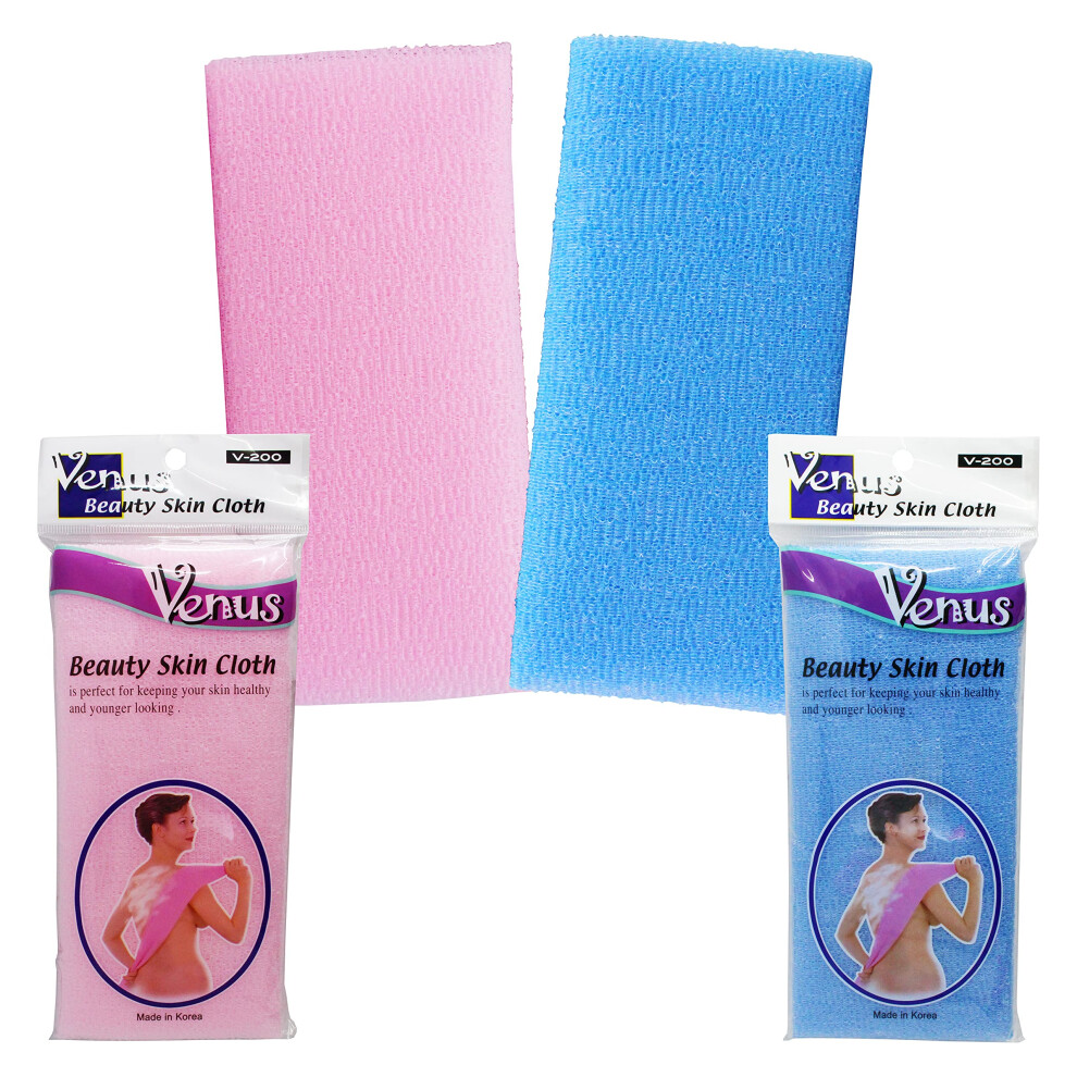 Venus Beauty Bath Shower Exfoliating Towel Cloth Nylon Mesh Korean Loofah Scrub Washcloth Back Scrubber  Assorted Colors (8 Pack)
