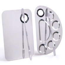 Make-uppalet Make-up mengpalet RVS metalen foundationpalet met spatel Artist Tool voor het mengen van foundation Nail-Art Cosmetische Mixi