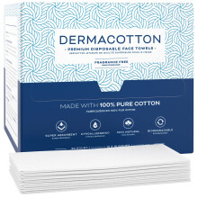 Dermacotton [100 X-Large Towels] 100% Biodegradable Disposable Cotton Face Towels - Super Soft Face Wipes Hypoallergenic Makeup Remover Wipes For A