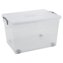 (1x55L) Clear Plastic Storage Box Lid Home Office Garage