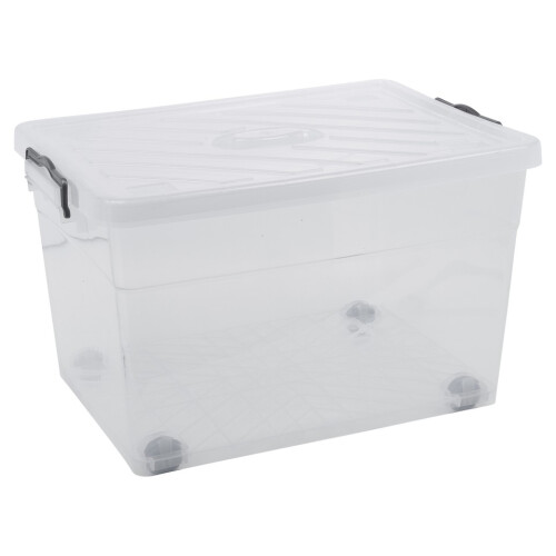 URBN Living (1x55L) Clear Plastic Storage Box Lid Home Office Garage