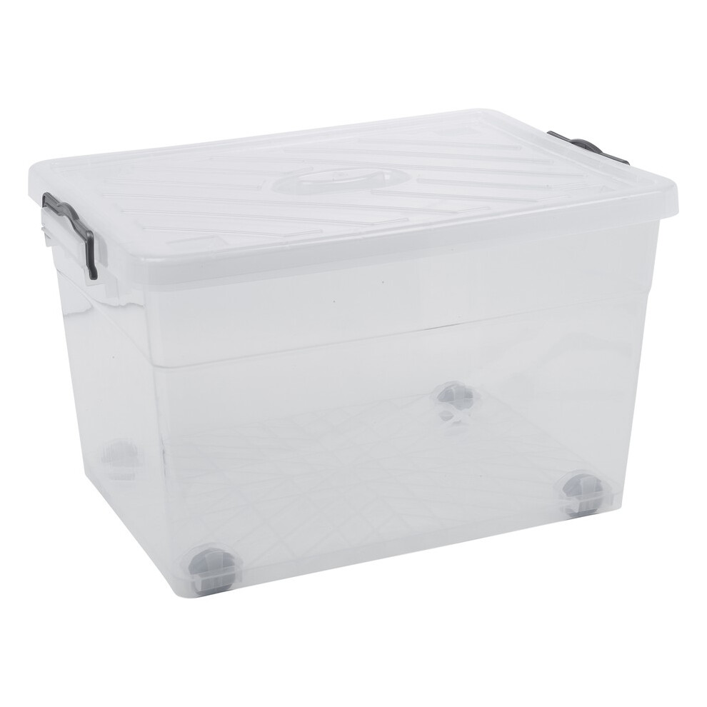 (1x55L) Clear Plastic Storage Box Lid Home Office Garage