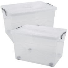 (2x55L) Clear Plastic Storage Box Lid Home Office Garage
