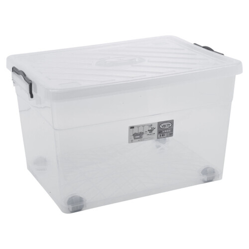 URBN Living (2x55L) Clear Plastic Storage Box Lid Home Office Garage 2