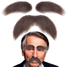 Set di baffi e sopracciglia finti autoadesivi fai da te, materiale per barba finta, baffi originali per feste in maschera e Halloween (marrone)