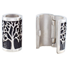 VALHALLA Opening Viking Beard Bead for Men 1pcs  Viking Hair Accessories 8x12x20mm  Tree of Life  Silver Stainless Steel Large