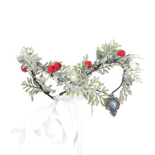 Bubbmi Christmas Flower Crown pandeb?nd Woodland Forest Crown Fairy Goddess Tiara Festival Hovedstykke med til fest Kvinder Piger