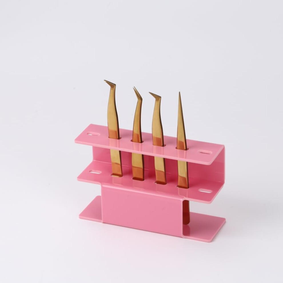 Liximmazn Pink 6 Holes Acrylic Tweezers Holder Tweezers Stand Display Organizer For Eyelash Extension Supplies ( 6 Holes)