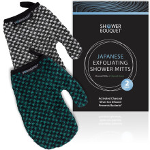 Japanse exfoli?ende wanten 2-pack - Exfoli?ende handschoenen van houtskool en zilverionen voor het douchen - Zachte binnenstof Zachte exfoli?ende en