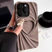 (Coffe, For iPhone11 Pro Max) Fold Wrinkle 3D Love Heart Silicone Phone Case For iPhone 15 14 13 12 11