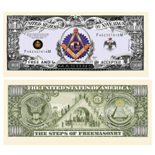 American Art Classics Freemason  Freimaurer-Millionen-Dollar-Schein  limitierte Auflage zum Sammeln, neuartiger Dollarschein im Whrungshalter-Schu