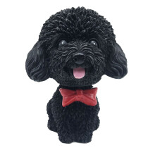 IBWell Mini Bobbing-Head Dog for Car Instrumentbrda Dekor Dashboard Doggy Puppy Teddy Toy med sjlvhftande flik (pudel) (svart)