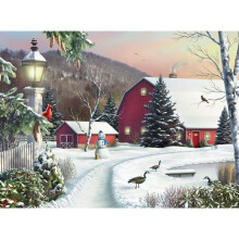 Bits and Pieces - Legpuzzel van 300 stukjes voor volwassenen - in het stille licht van de dageraad - Besneeuwde schuur met vogels Winterlandschap - L