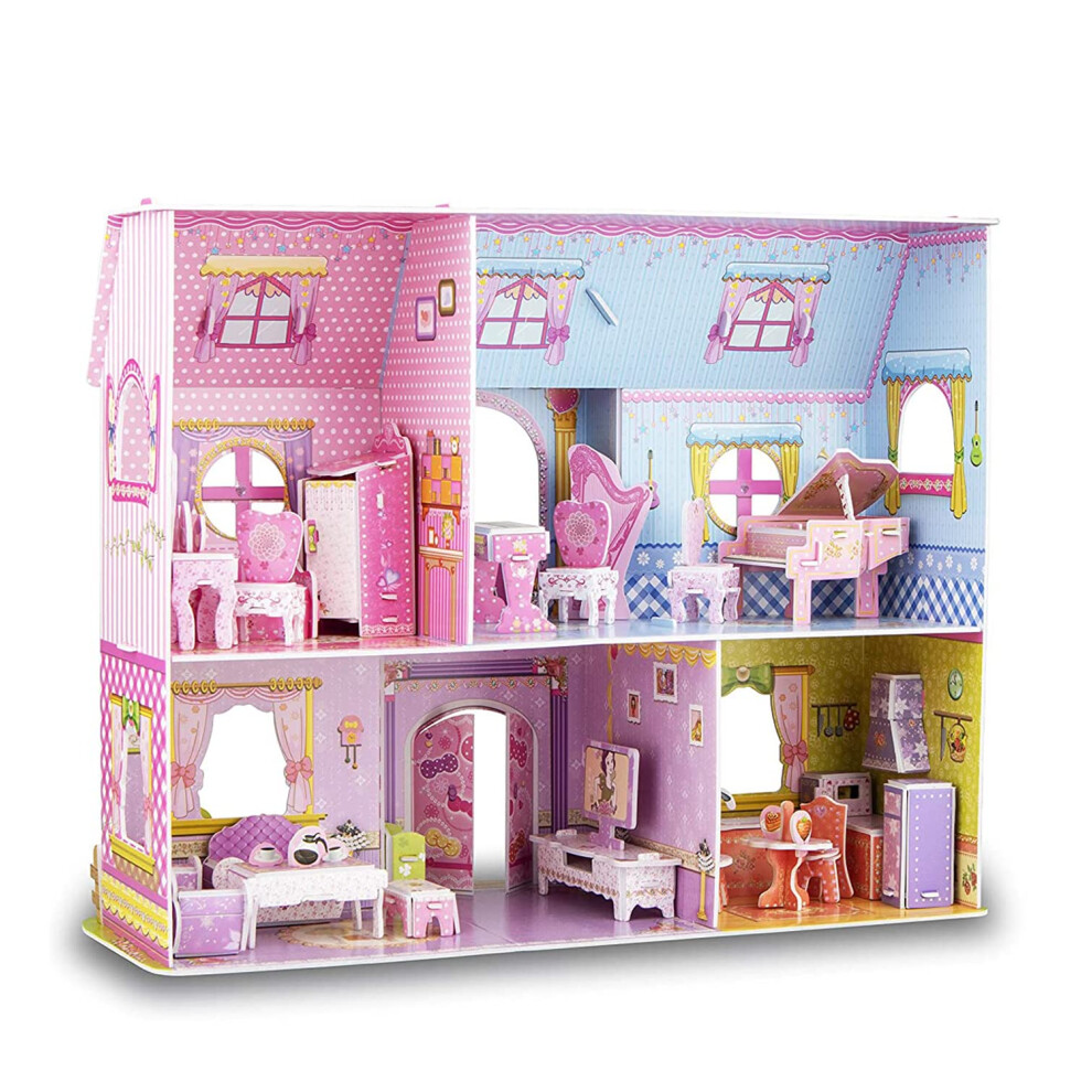 WISESTAR Large Princess Castle 3D Puzzles Model Dollhouse Kits for Girls  92PCS Fairytale House with Furniture  Educational Toy Birthday for Kids and-image-OPC-PGMF5BR-NEW