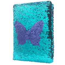 GINMLYDA Pailletten-Tagebuch fur Madchen, 21,6 x 14 cm, 160 linierte Seiten, Tagebuch fur Madchen, Schmetterling, wendbares Flip-Sequenz-Notizbuc