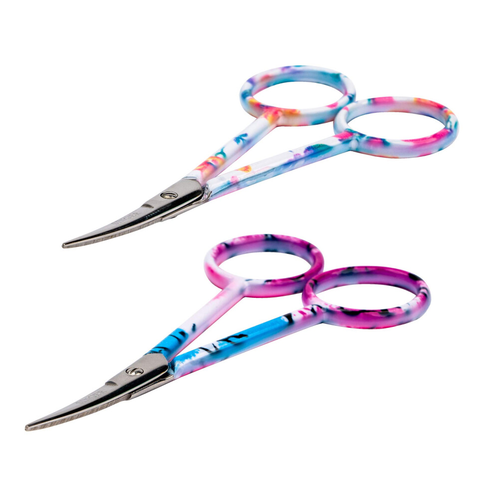 SINgER 4 Inch Forged Embroidery Scissors with curved Tip for Sewing  cross-Stitching  crafts   More (White Floral  Pastel Print  2-Pack)