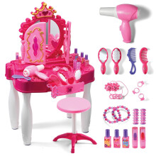 Play22 Ensemble de coiffeuse pour filles avec miroir et tabouret 21 pices Ensemble de coiffeuse de maquillage pour enfants avec lumires et so