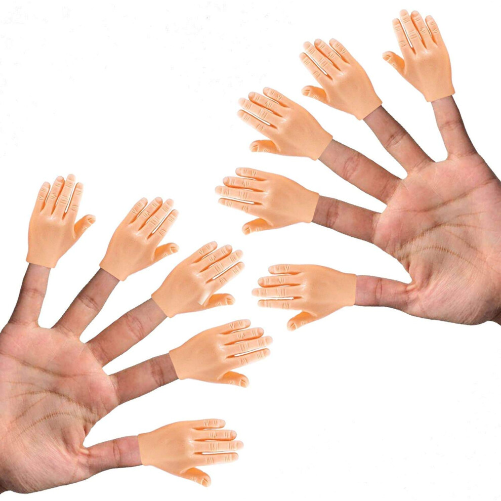 Tiny Hands (High Five) 6-Pack - Mini Handpop In Platte Handstijl - 3 Linker- En 3 Rechterhanden + Stokjes-image