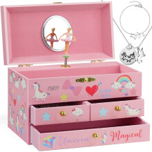 efubaby zens kszerdoboz lnyoknak prgo balerina Unicorn Design 3 kihzhat fikkal Unikornis kszerkszlet, gyermek kszerdoboz kislnyoknak karc