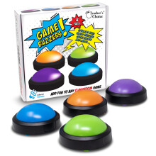 Teacher's Choice 4 Pack Game Buzzers with Unique Loud Sounds for Each Buzzer | Great for Trivia Games Family Feud Jeopardy Competition Spelling Be