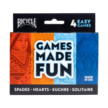 Cykel 4 spiller kortspil i 1: Euchre Hearts Spades and Solitaire (4 Card Game Pack)