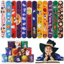 hexiaoxiao Halloween Slap Bracelets for Kids Halloween Party Favors Friendship Bracelets Bulk for Halloween Party Supplies Snap Bracelet Gifts Cl