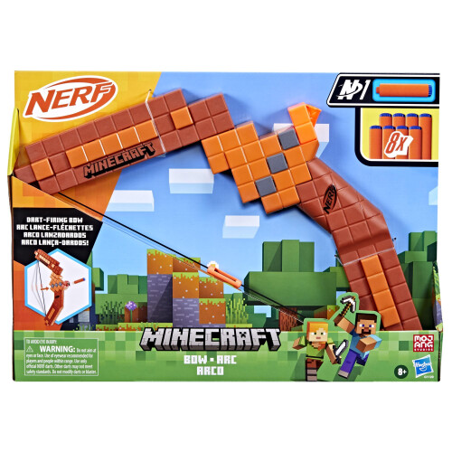 Nerf Nerf Minecraft Bow Dart Blaster  Pull-Back String Priming  8 N1 Darts Compatible Only N1 Dart Blasters  Ages 8+