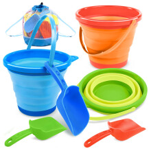 Joyin 3 pakker sammenfoldelig spandspand med skovle & mesh taske sammenfoldelige spande multi formål til strandcamping gear strandfestfiskeri og
