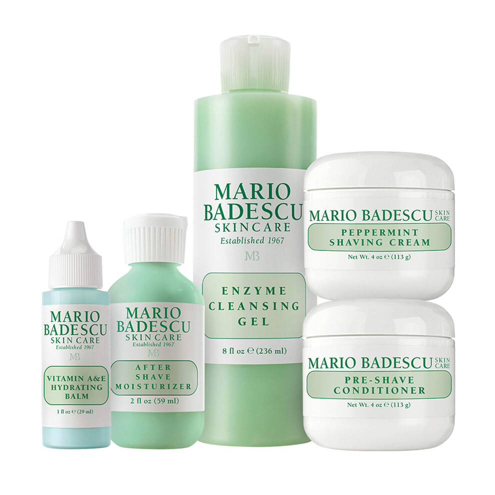 Mario Badescu The Executive Collection for Men  Skin Care Gift Set with Pre Shave Conditioner  Shaving Cream  Vitamin A Hydrating Balm  After Shave Mo